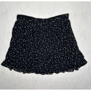 Zara Mini Skirt Skort Black Polka Dot Women’s Medium Ruffle Tiered Crepe